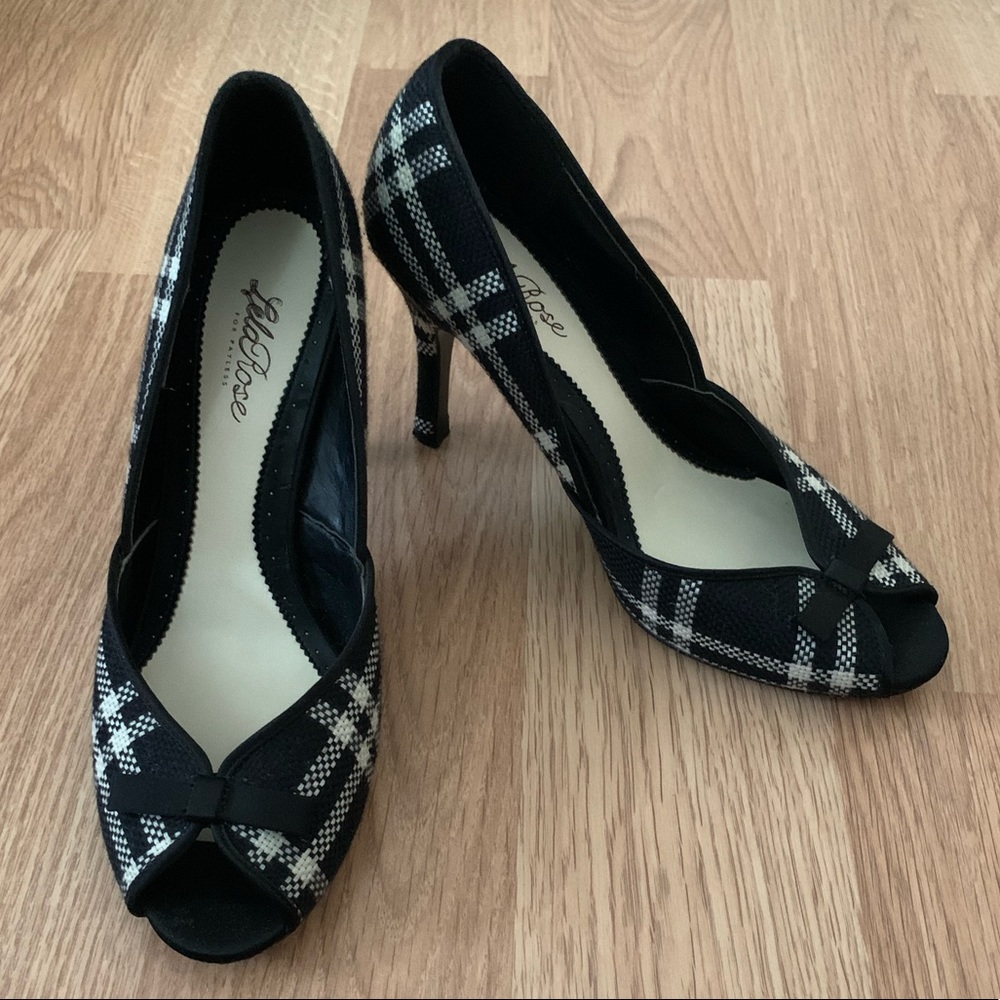 Lela Rose black & white checkered pumps